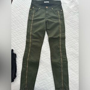 7 For All Mankind Olive Pants with Gold Accents